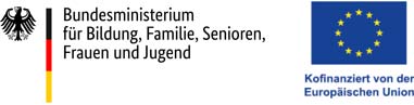 Logo des Bundesministeriums mit schwarzem Adler sowie EU-Flagge und Förderhinweis